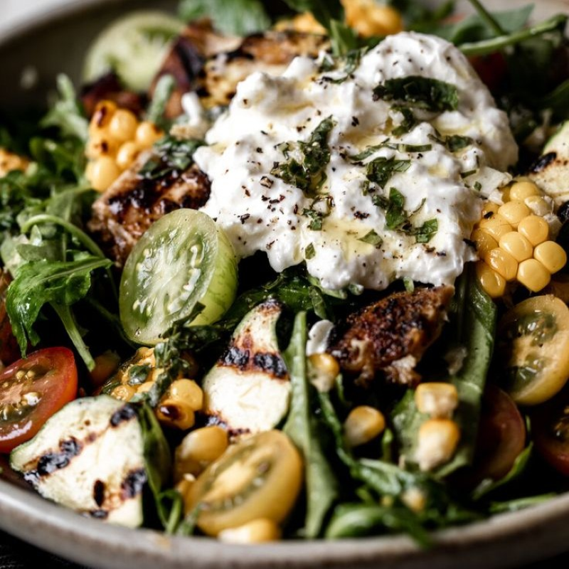 Heirloom Tomato Grilled Vegetables Salad with Burrata