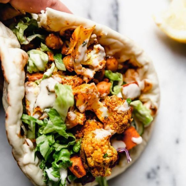 vegan sheet pan shawarma