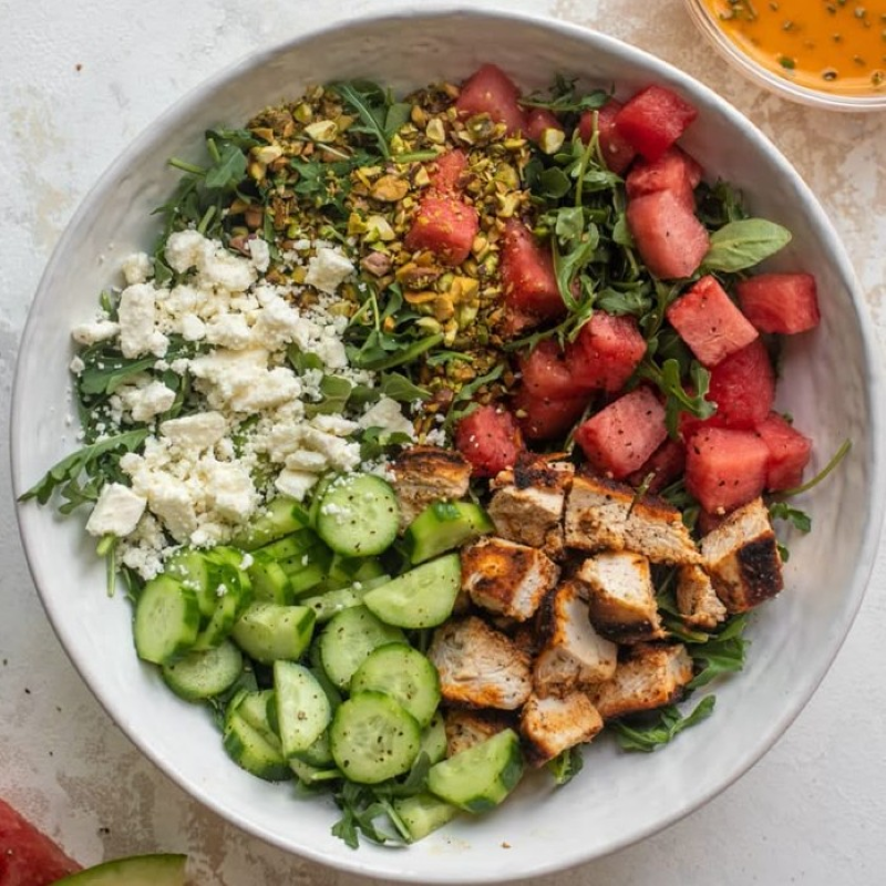 Watermelon Chicken Salad with Feta