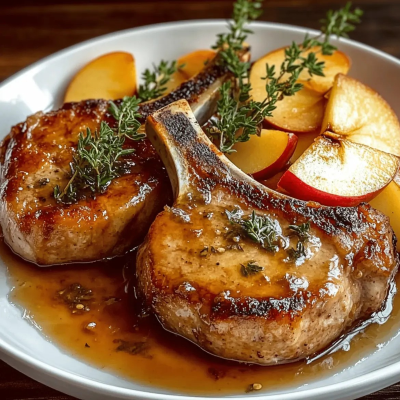 Grilled Herb Marinated bone in Pork Chops with Apple Chutney