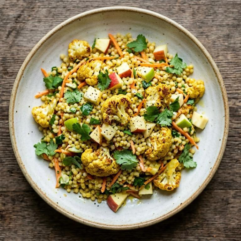 Curried Couscous Roasted Cauliflower Apples