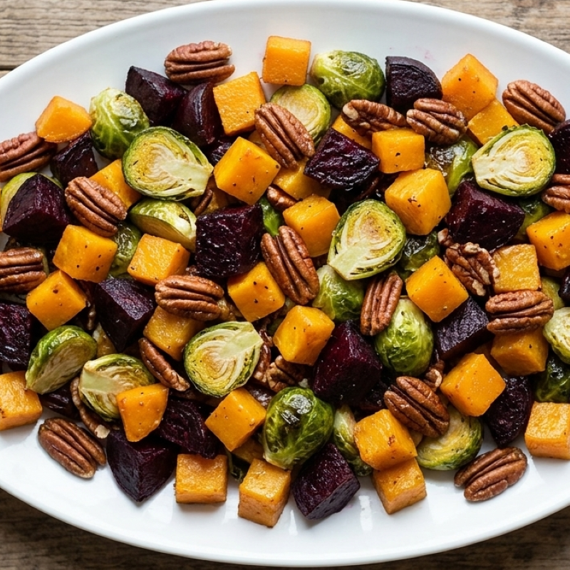 Roasted Butternut Squash Brussels with Pecans1