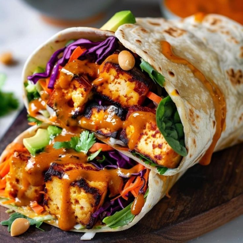 Thai Burrito with Peanut Sauce