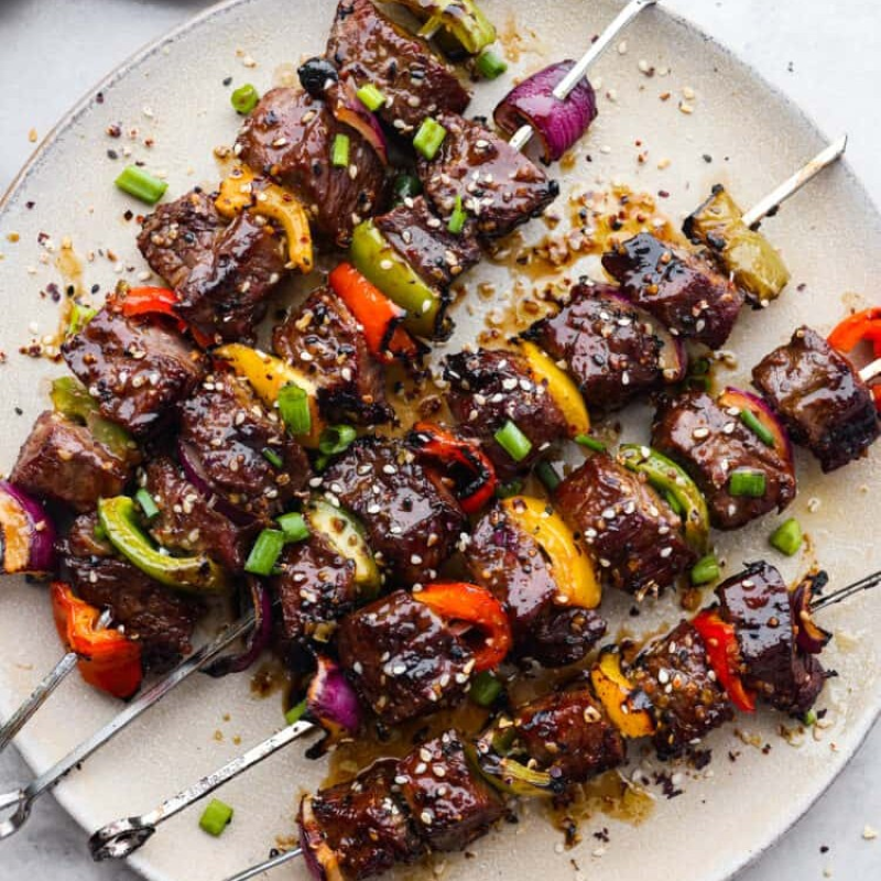 grilled asian garlic skewers
